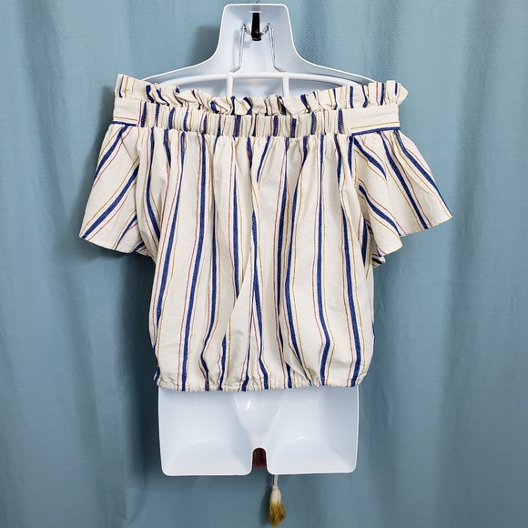 Birds of Paradis by Trovata Janette Bare Shoulder Linen Blend Blouse Size XS - Picture 9 of 12